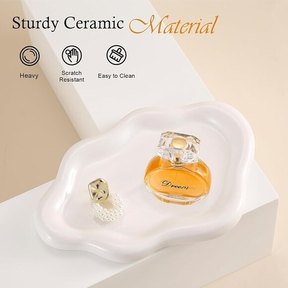 NEW Ceramic Jewelry Tray Trinket Dish,Decorative Cloud Vanity Key Tray for Women - Picture 7 of 9